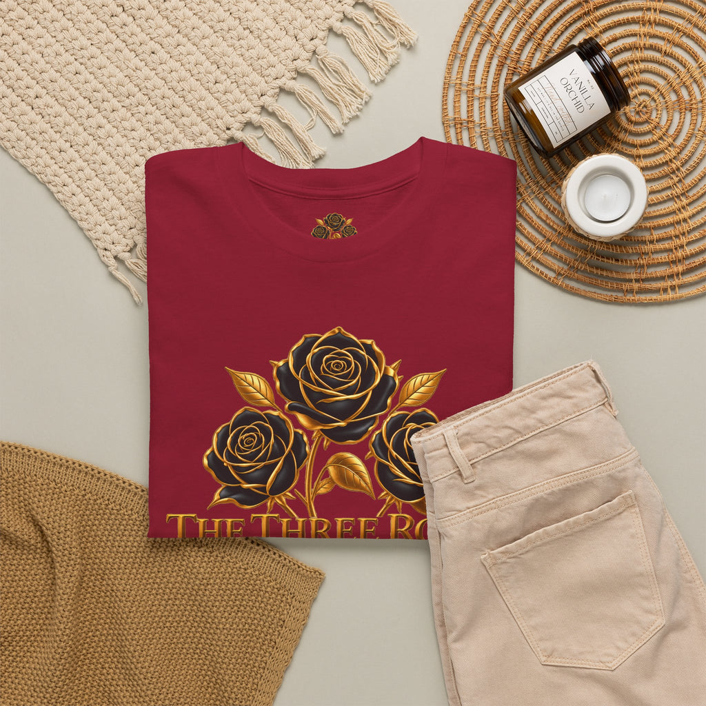 The Three Roses Tee — Mens Gold Floral Graphic T-Shirt