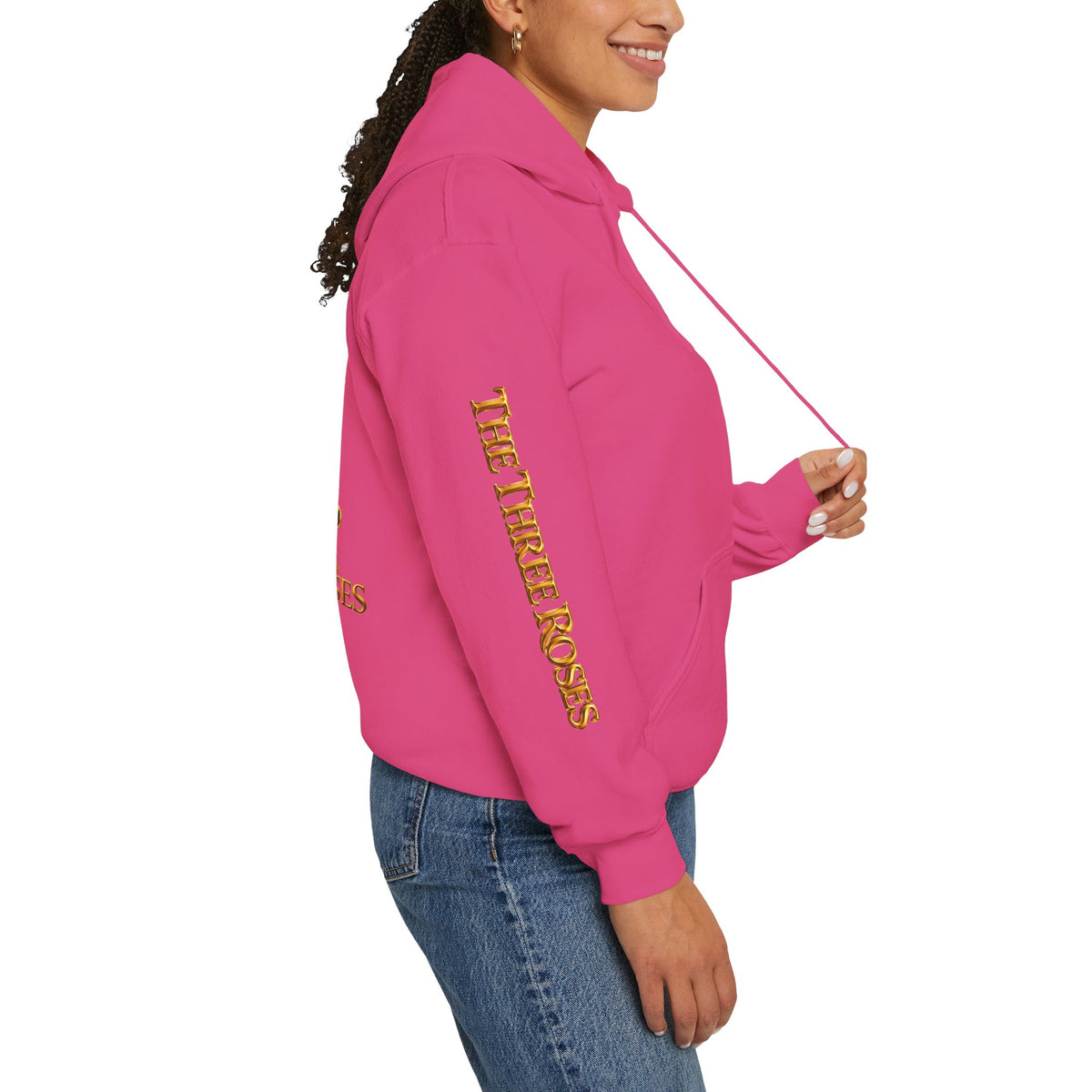 The Three Roses Hoodie: Unisex Gold Rose Graphic Hooded Sweatshirt