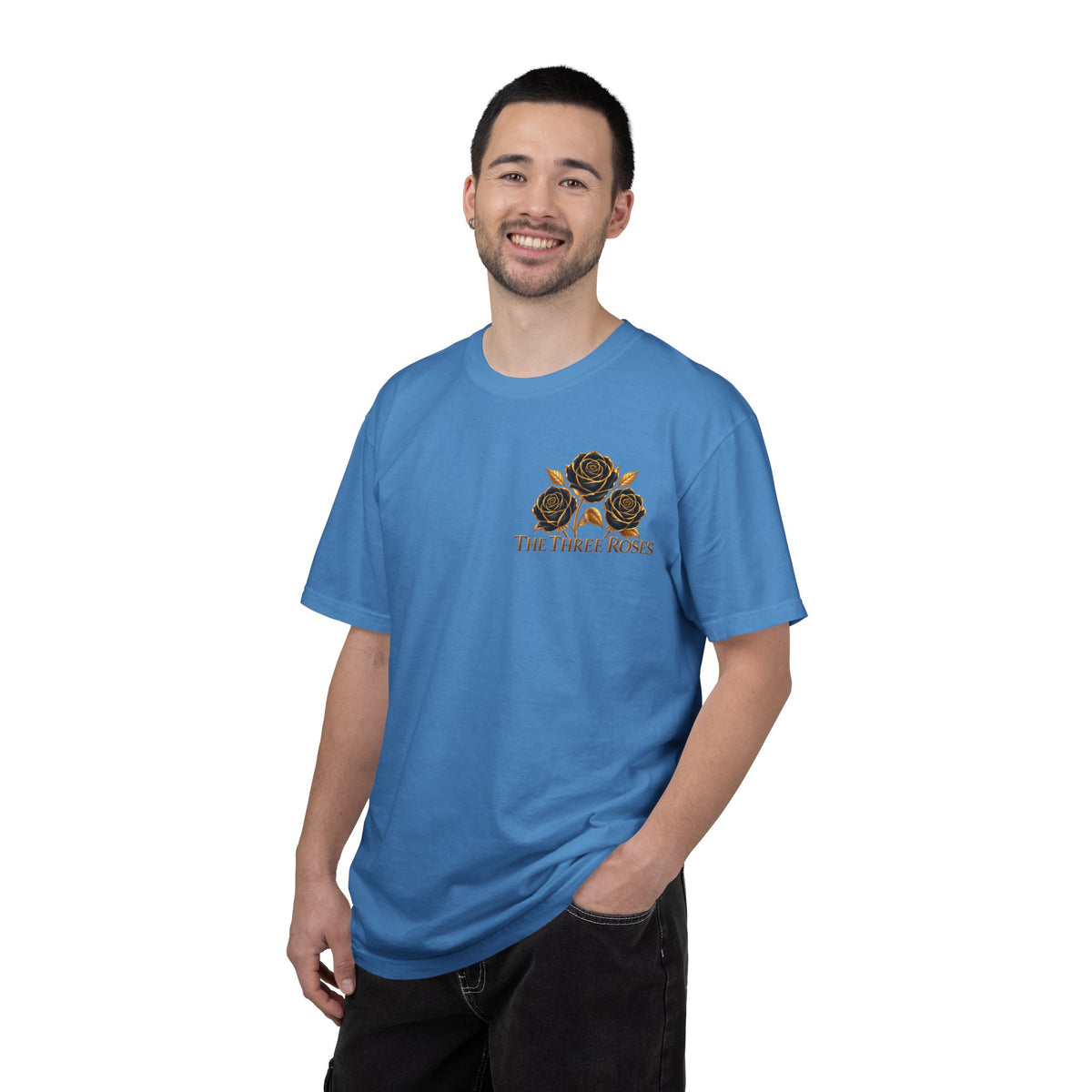 The Three Roses Graphic: Unisex T-Shirt  Gold & Black Floral Tee