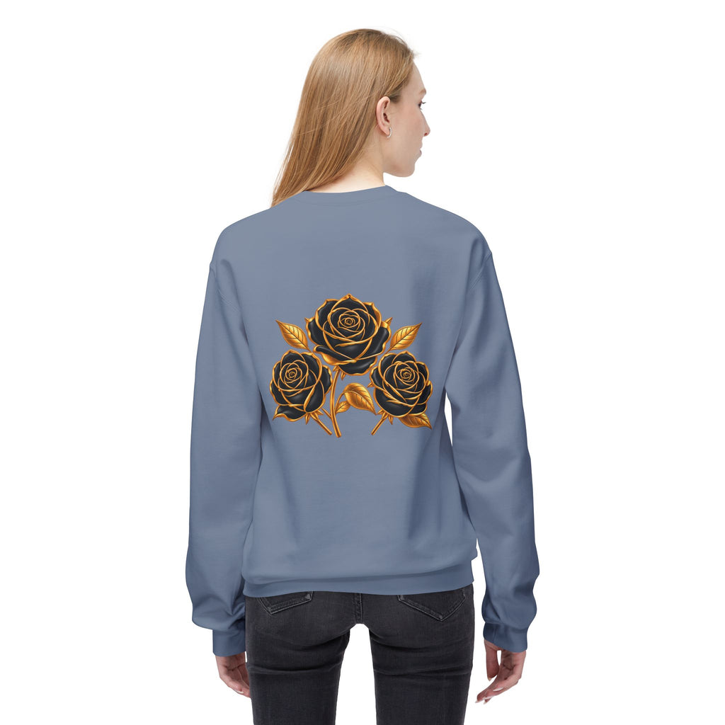 The Three Roses: Unisex Crewneck Gold Rose Sweatshirt Graphic Logo
