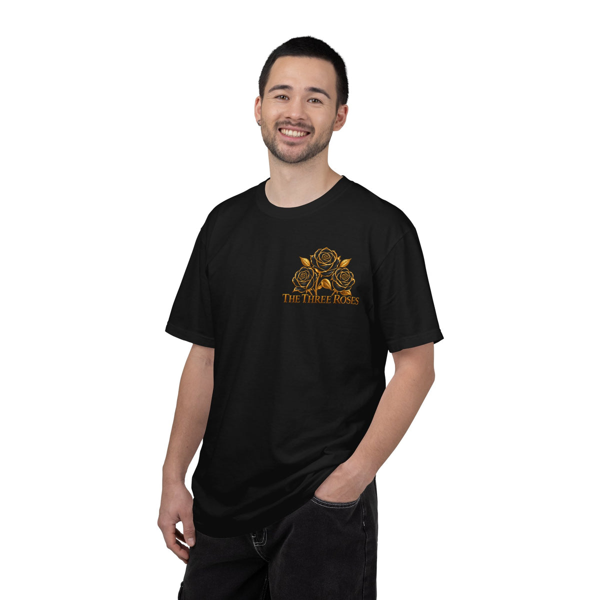 The Three Roses Graphic: Unisex T-Shirt  Gold & Black Floral Tee