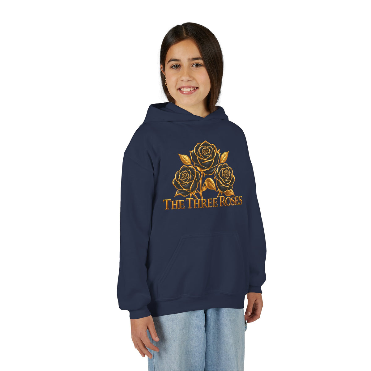 The Three Roses: Unisex Youth Gold Logo Hoodie
