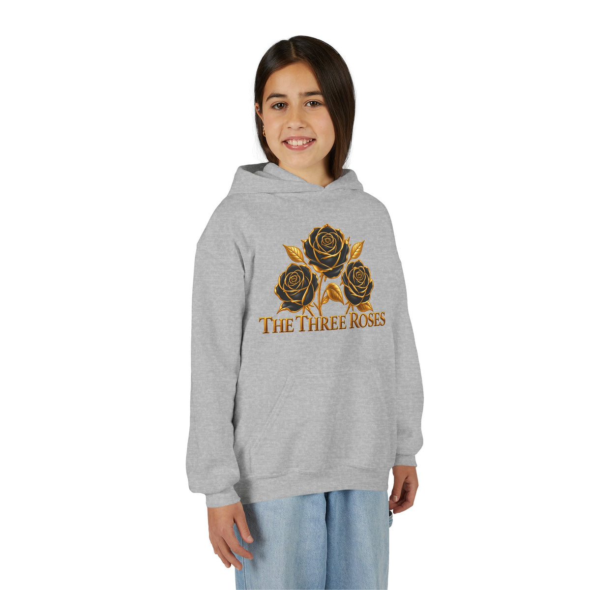 The Three Roses: Unisex Youth Gold Logo Hoodie