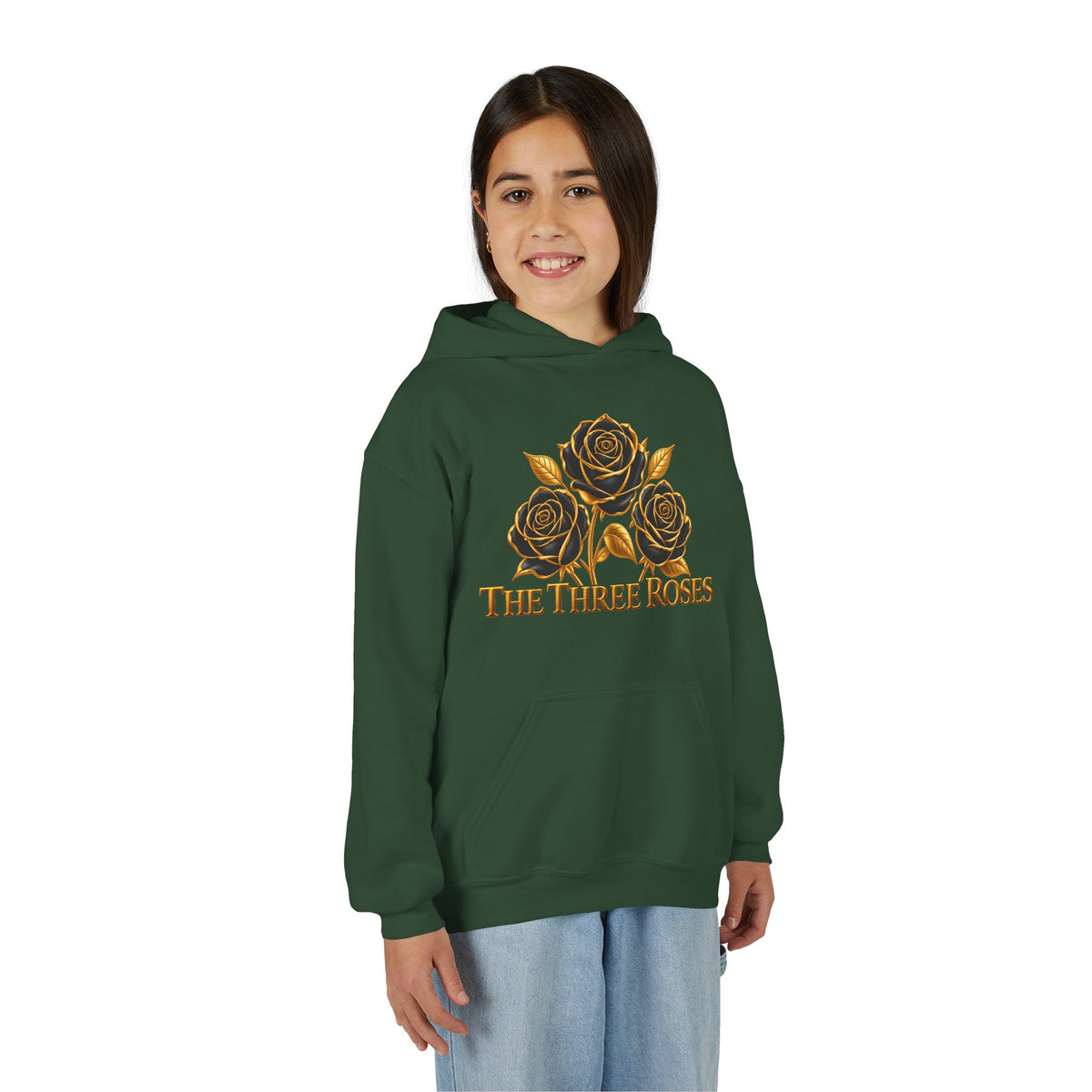 The Three Roses: Unisex Youth Gold Logo Hoodie