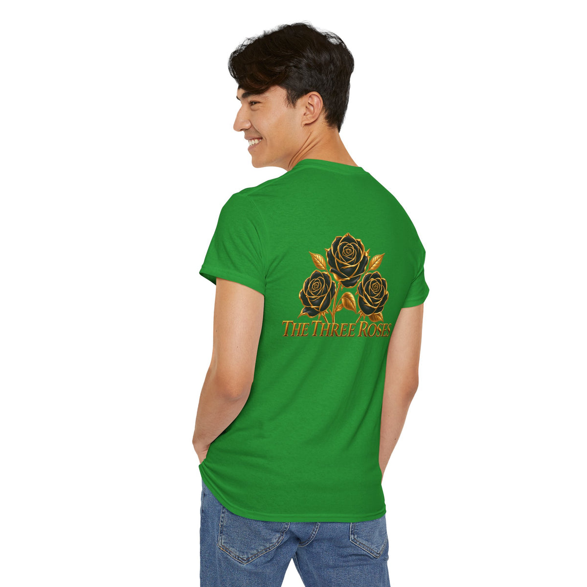 The Three Roses Tee — Mens Gold Floral Graphic T-Shirt