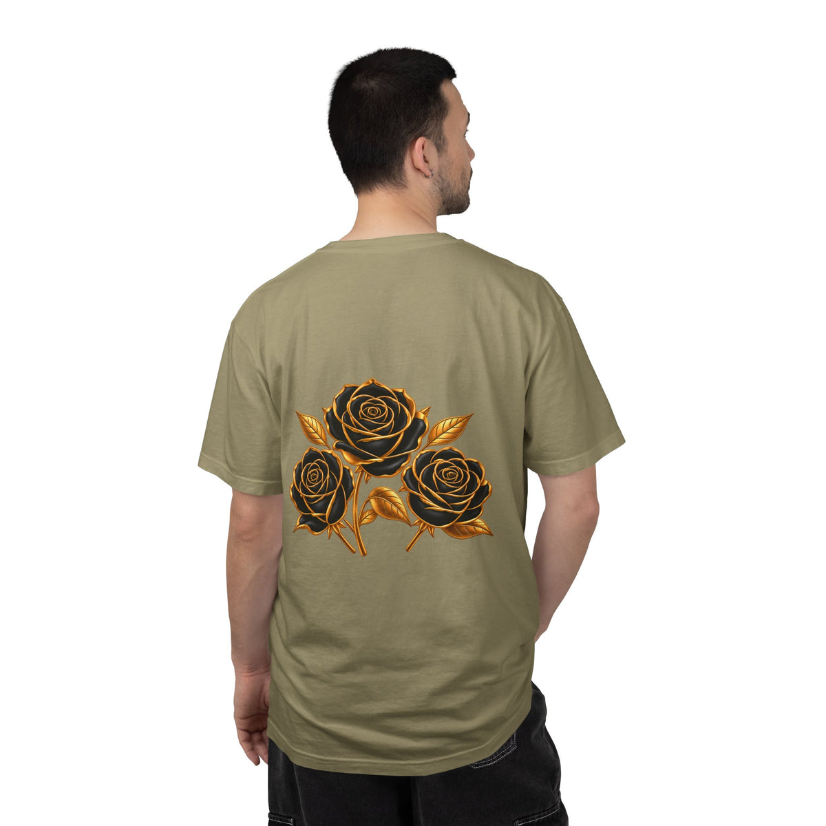 The Three Roses Graphic: Unisex T-Shirt  Gold & Black Floral Tee