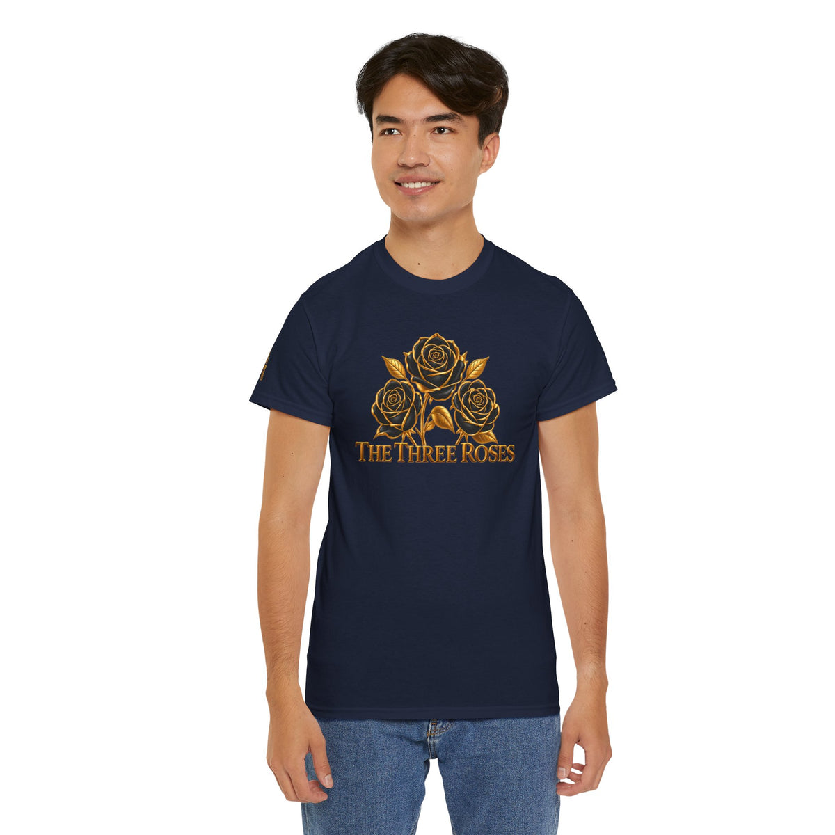 The Three Roses Tee — Mens Gold Floral Graphic T-Shirt