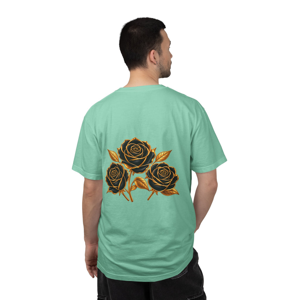 The Three Roses Graphic: Unisex T-Shirt  Gold & Black Floral Tee