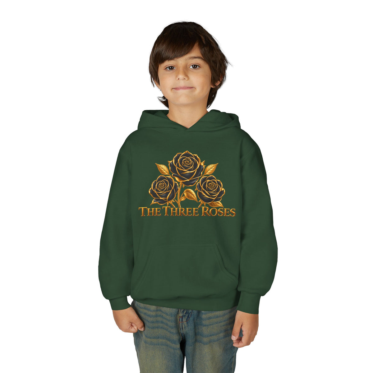 The Three Roses: Unisex Youth Gold Logo Hoodie