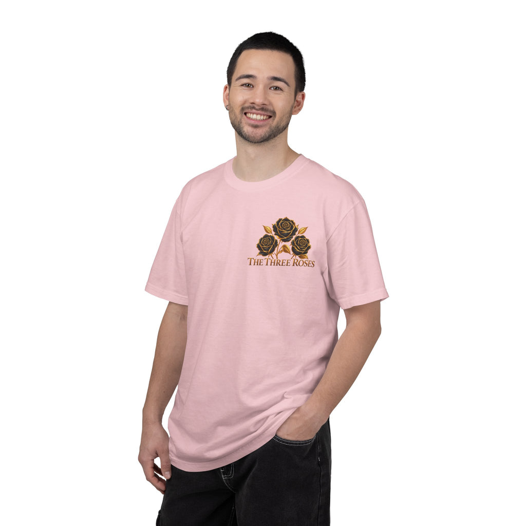 The Three Roses Graphic: Unisex T-Shirt  Gold & Black Floral Tee