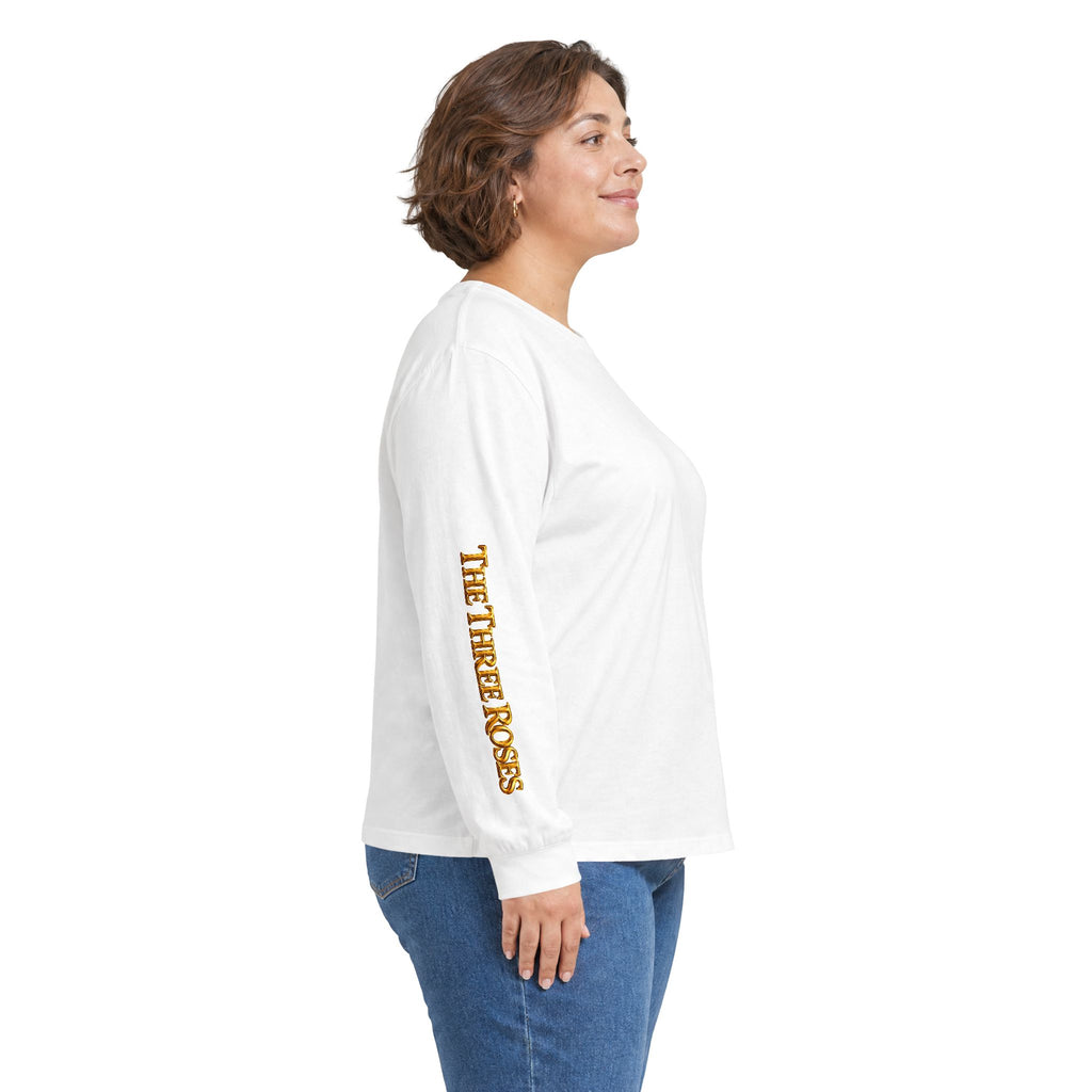 Long Sleeve Tee — Golden Black Rose Chest & Back Design