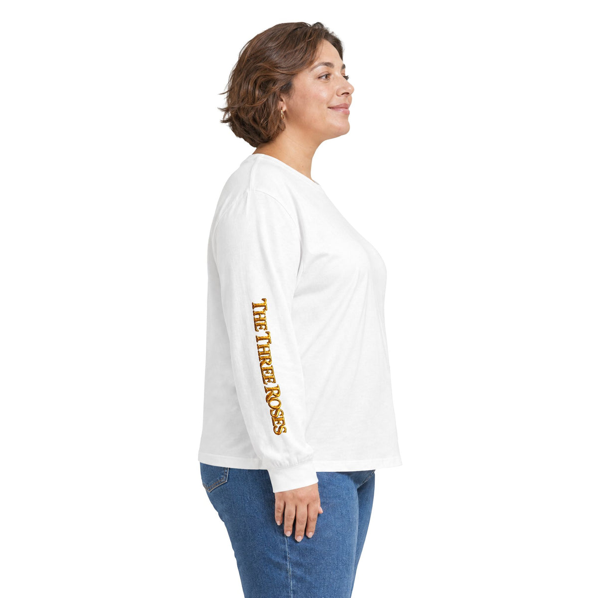 Long Sleeve Tee — Golden Black Rose Chest & Back Design