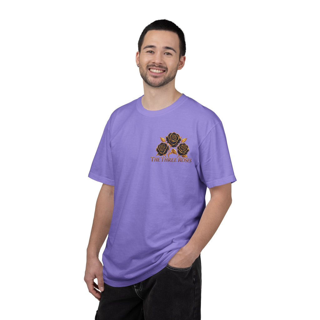 The Three Roses Graphic: Unisex T-Shirt  Gold & Black Floral Tee