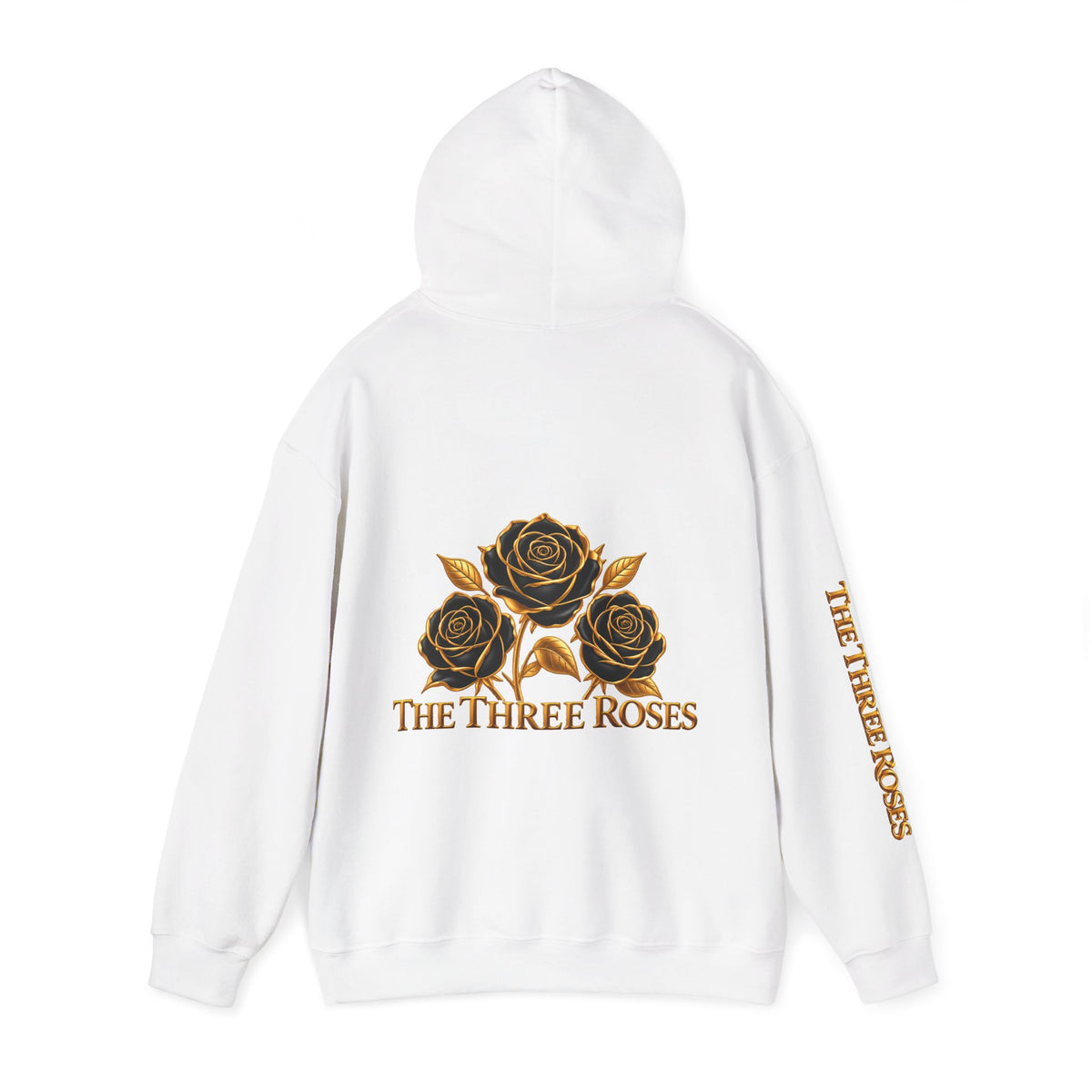 The Three Roses Hoodie: Unisex Gold Rose Graphic Hooded Sweatshirt