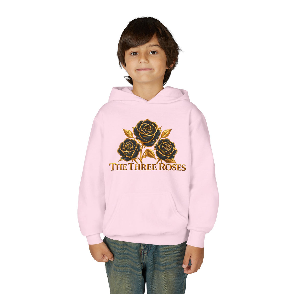 The Three Roses: Unisex Youth Gold Logo Hoodie