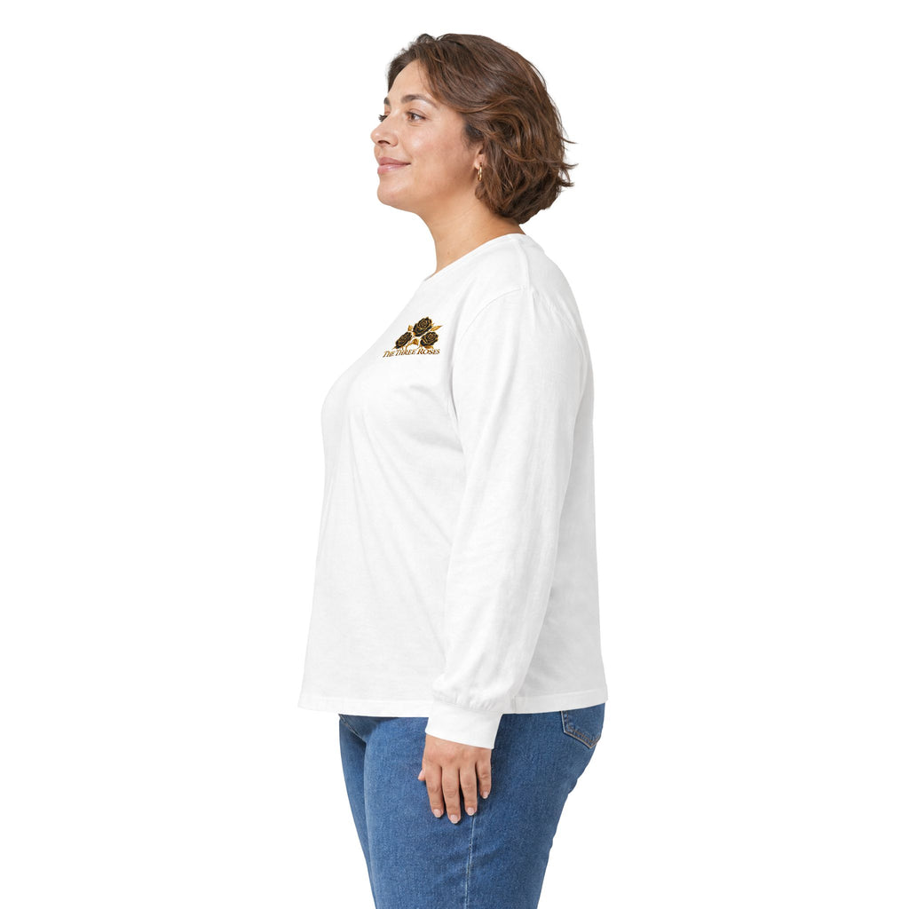Long Sleeve Tee — Golden Black Rose Chest & Back Design