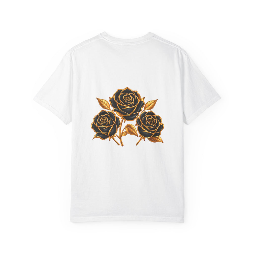 The Three Roses Graphic: Unisex T-Shirt  Gold & Black Floral Tee