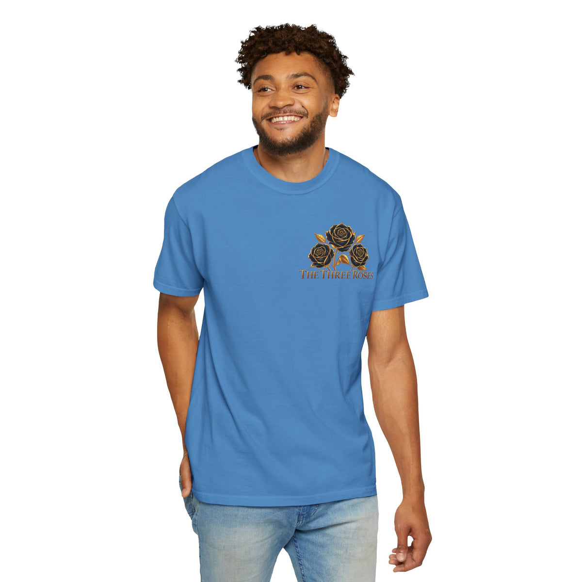 The Three Roses Graphic: Unisex T-Shirt  Gold & Black Floral Tee