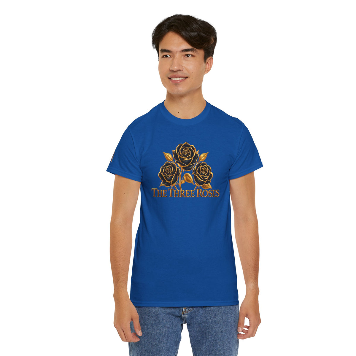 The Three Roses Tee — Mens Gold Floral Graphic T-Shirt