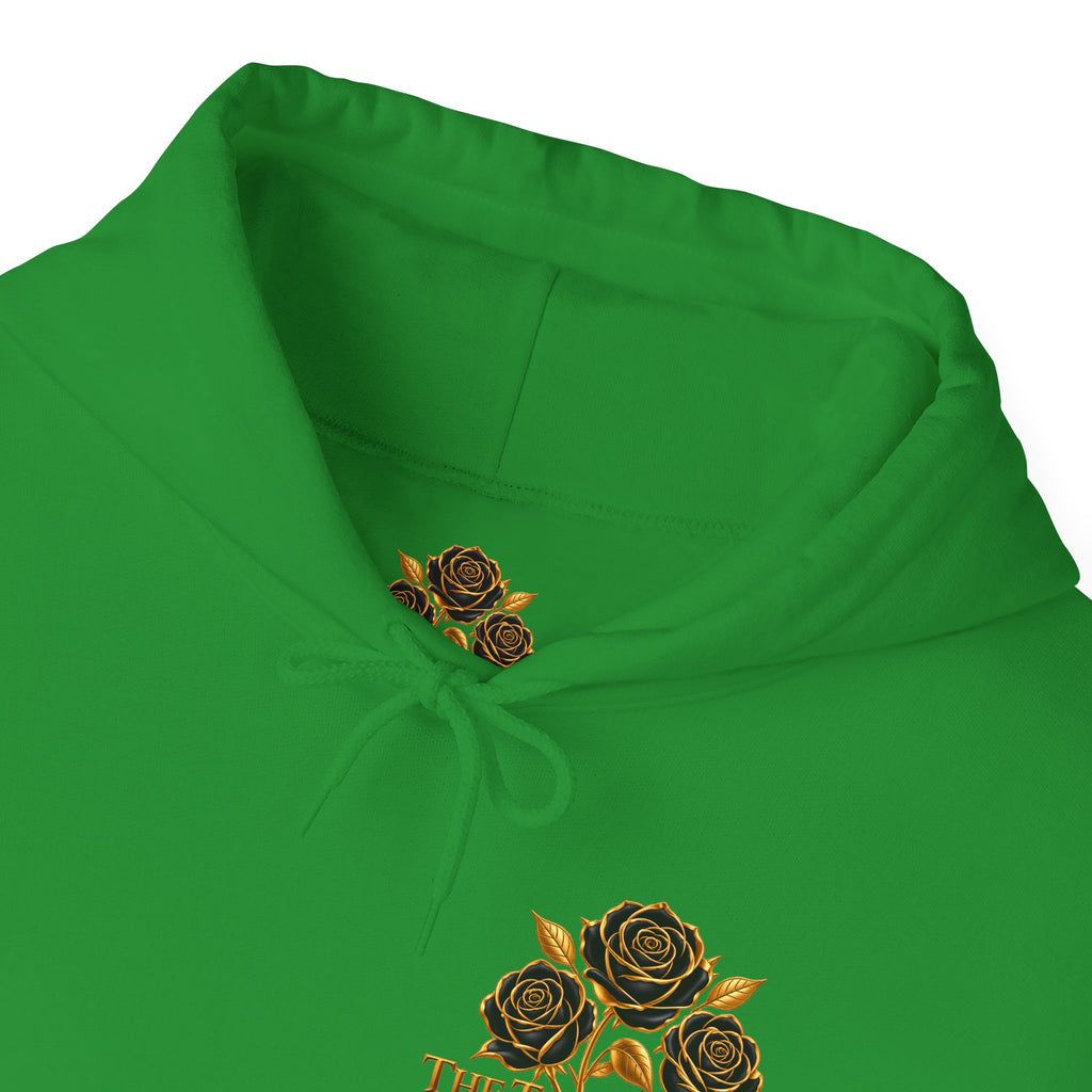 The Three Roses Hoodie: Unisex Gold Rose Graphic Hooded Sweatshirt