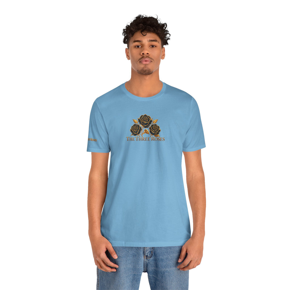 The Three Roses: Unisex Gold Black Rose T-Shirt Graphic Logo