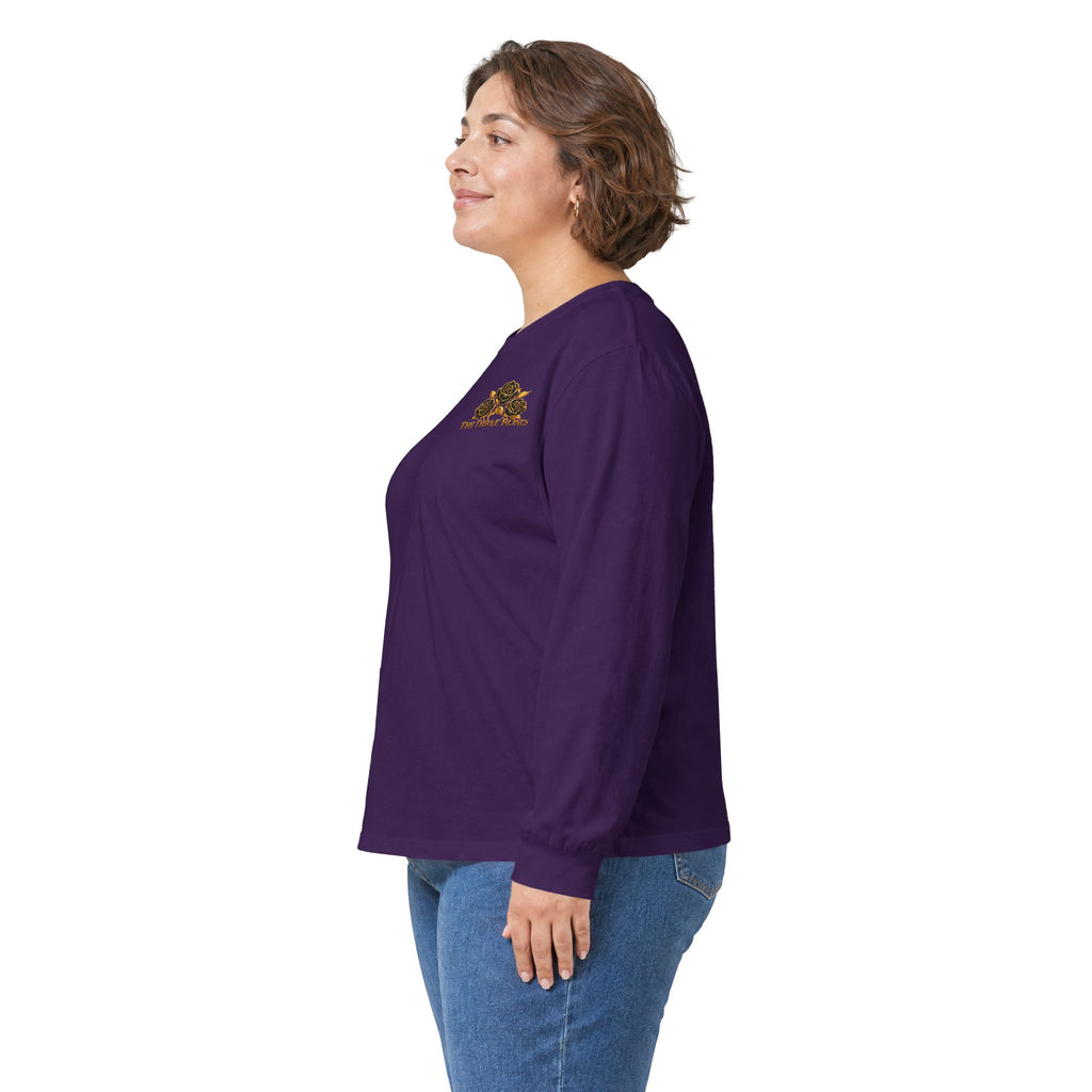 Long Sleeve Tee — Golden Black Rose Chest & Back Design