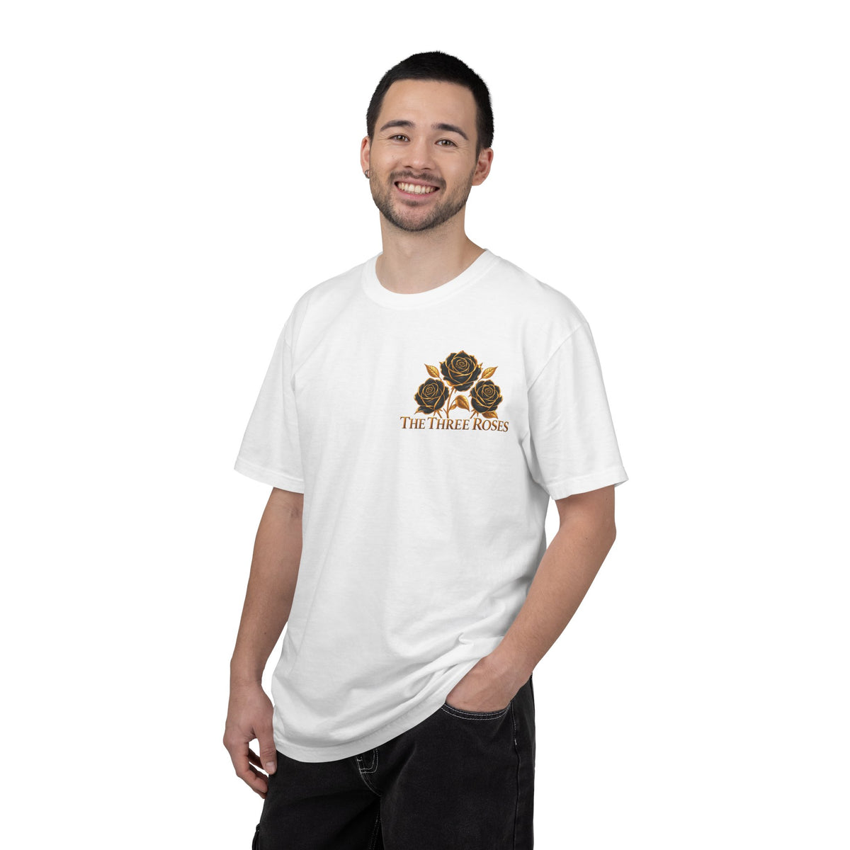 The Three Roses Graphic: Unisex T-Shirt  Gold & Black Floral Tee