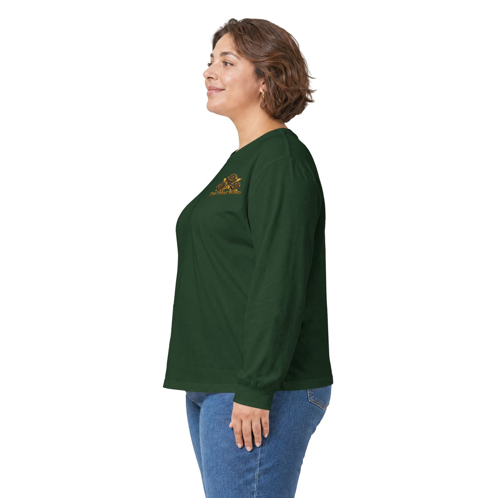 Long Sleeve Tee — Golden Black Rose Chest & Back Design
