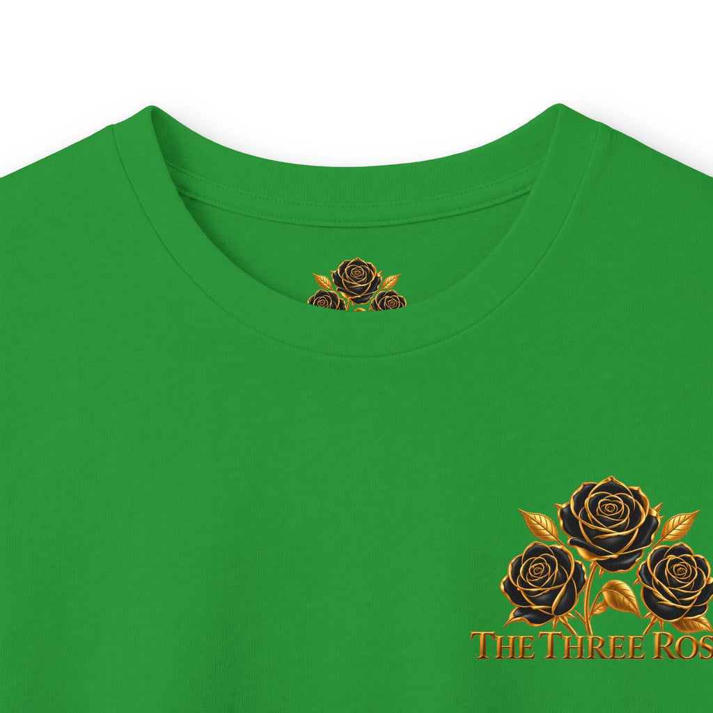 Long Sleeve Tee — Golden Black Rose Chest & Back Design