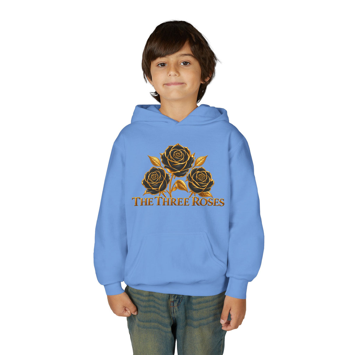 The Three Roses: Unisex Youth Gold Logo Hoodie