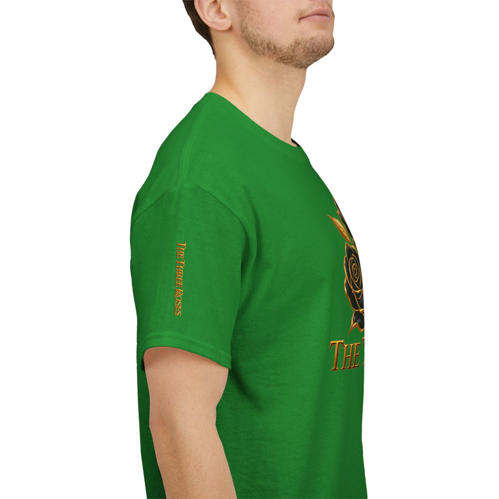 The Three Roses Tee — Mens Gold Floral Graphic T-Shirt