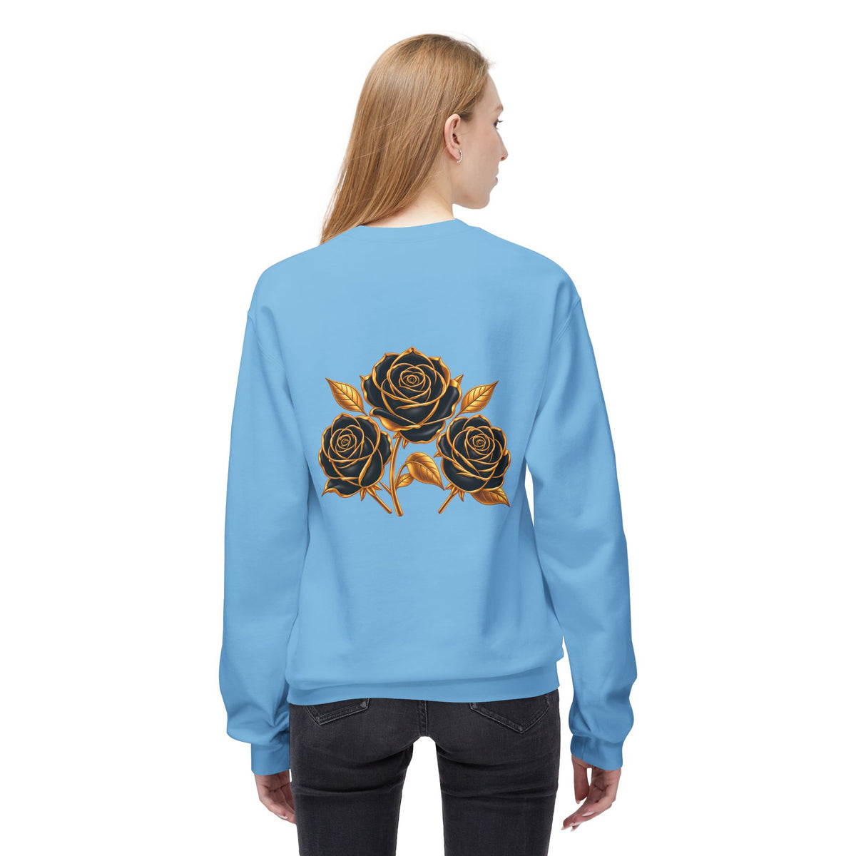 The Three Roses: Unisex Crewneck Gold Rose Sweatshirt Graphic Logo