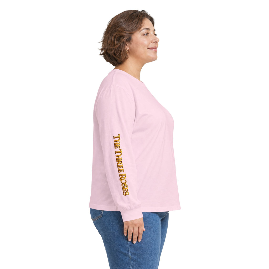 Long Sleeve Tee — Golden Black Rose Chest & Back Design