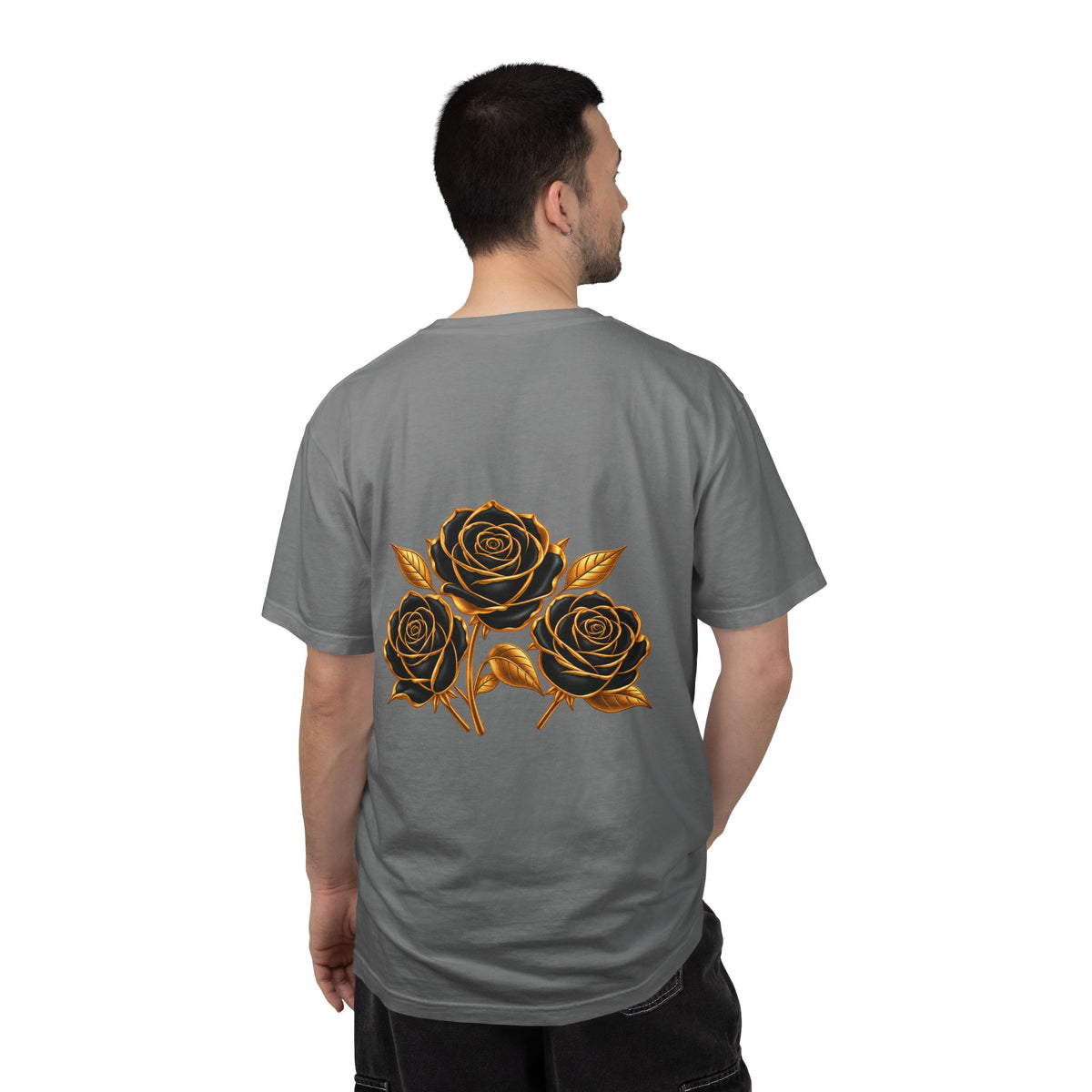 The Three Roses Graphic: Unisex T-Shirt  Gold & Black Floral Tee