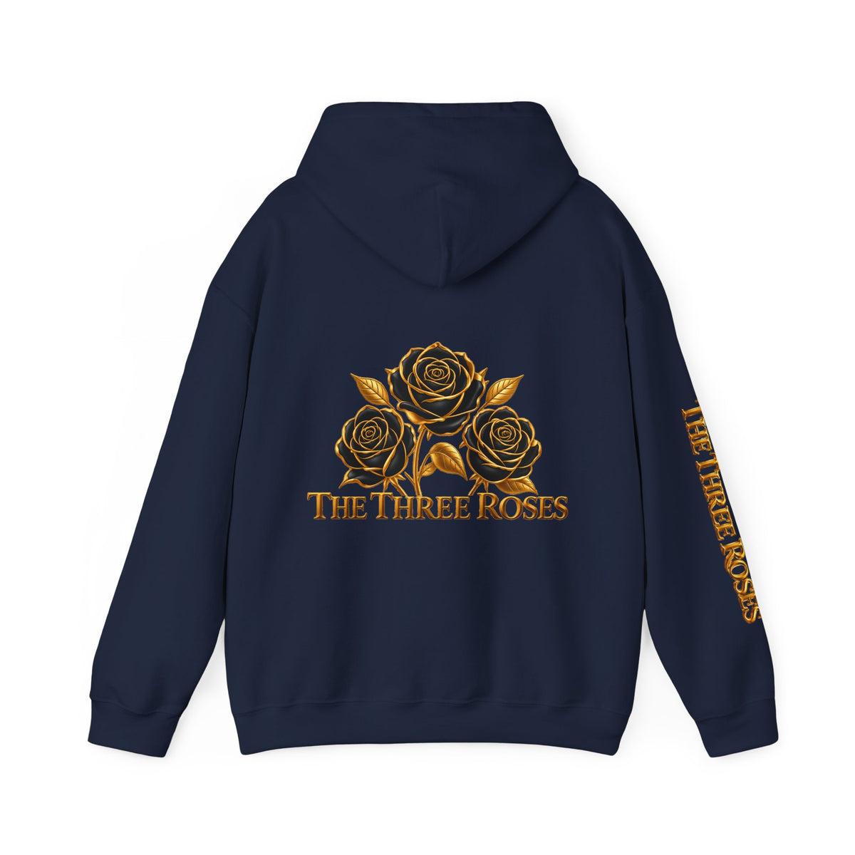 The Three Roses Hoodie: Unisex Gold Rose Graphic Hooded Sweatshirt