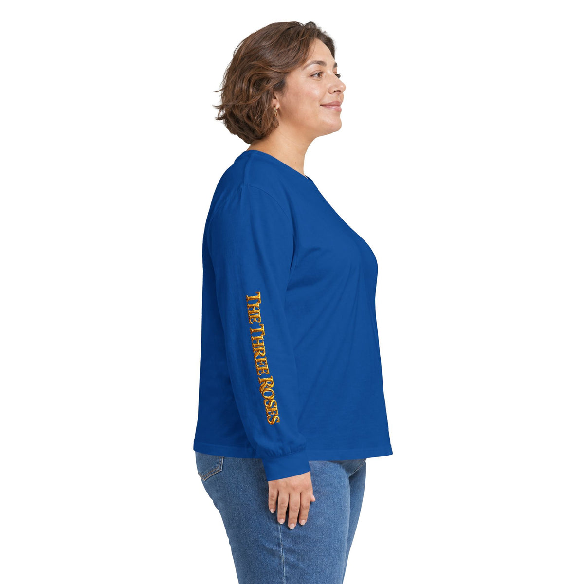 Long Sleeve Tee — Golden Black Rose Chest & Back Design