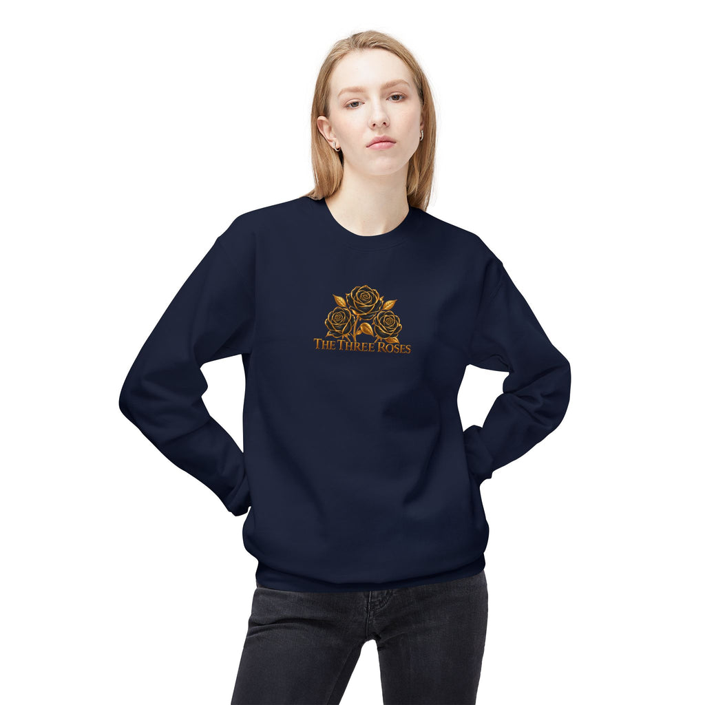The Three Roses: Unisex Crewneck Gold Rose Sweatshirt Graphic Logo