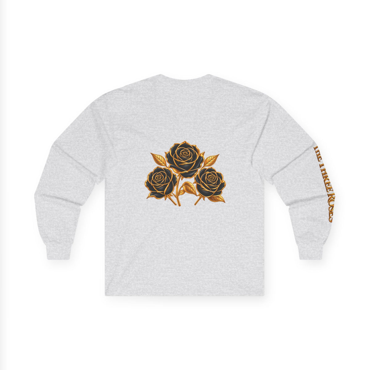 Long Sleeve Tee — Golden Black Rose Chest & Back Design