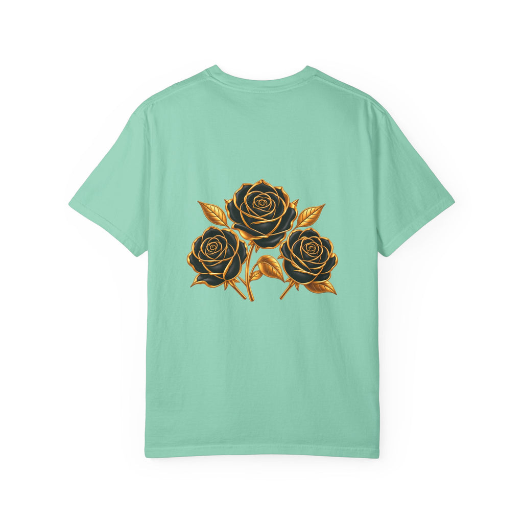 The Three Roses Graphic: Unisex T-Shirt  Gold & Black Floral Tee