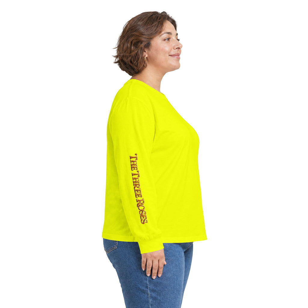 Long Sleeve Tee — Golden Black Rose Chest & Back Design