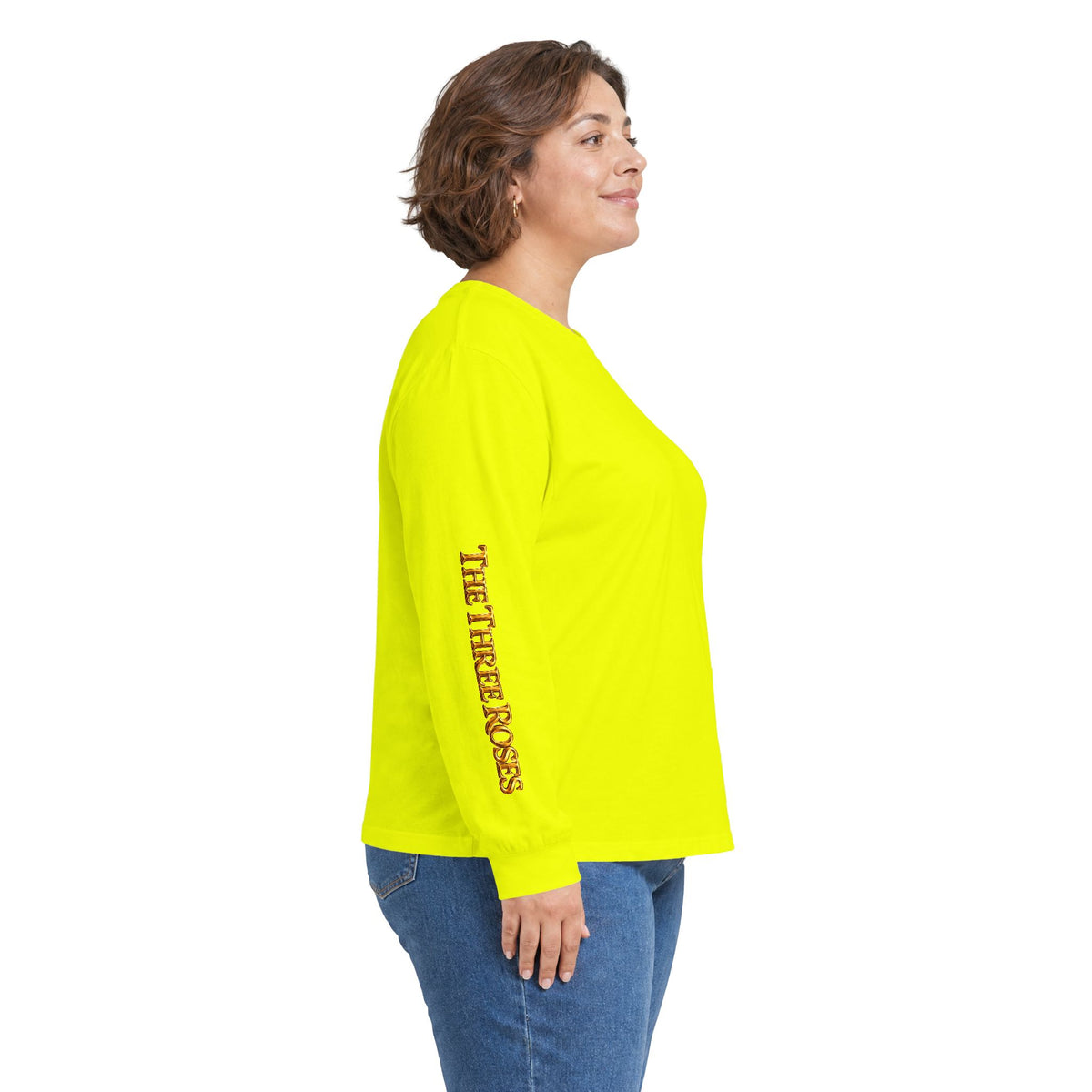 Long Sleeve Tee — Golden Black Rose Chest & Back Design