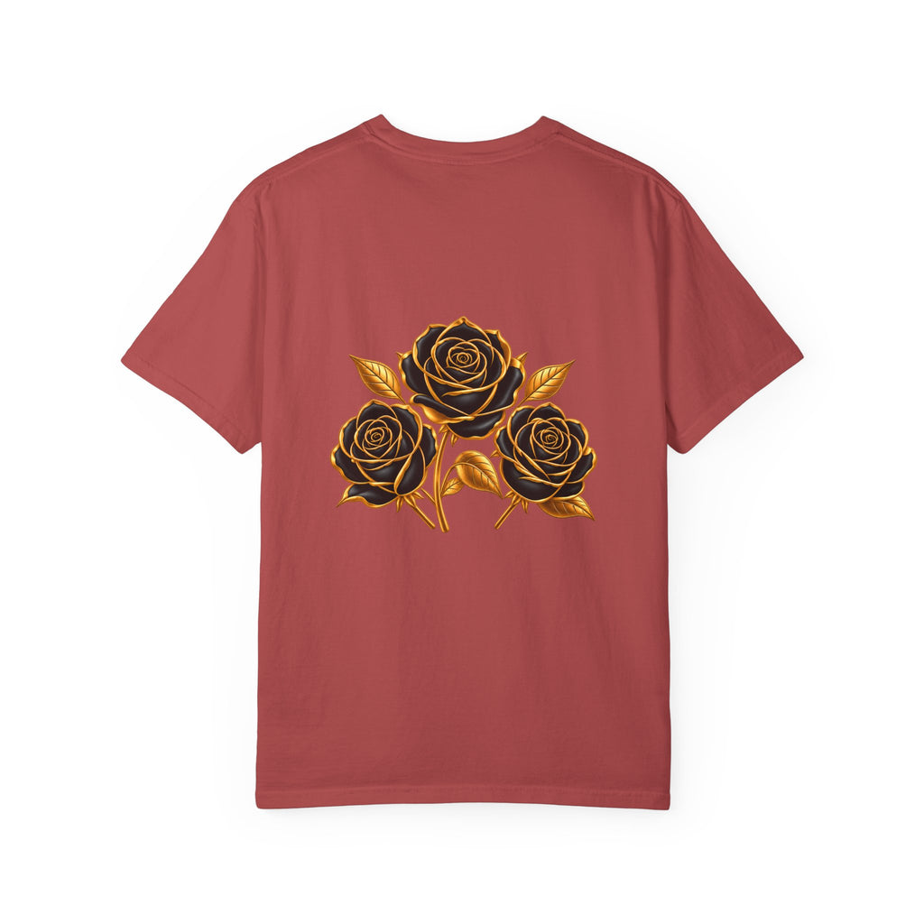 The Three Roses Graphic: Unisex T-Shirt  Gold & Black Floral Tee
