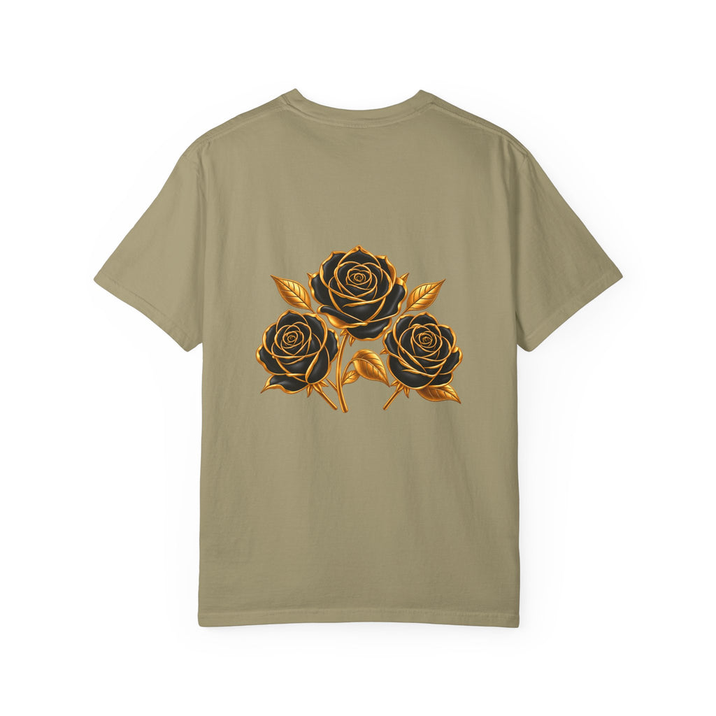 The Three Roses Graphic: Unisex T-Shirt  Gold & Black Floral Tee