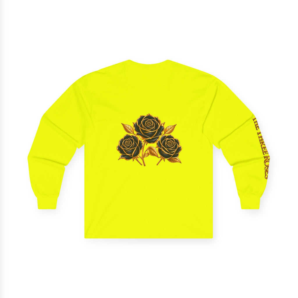 Long Sleeve Tee — Golden Black Rose Chest & Back Design