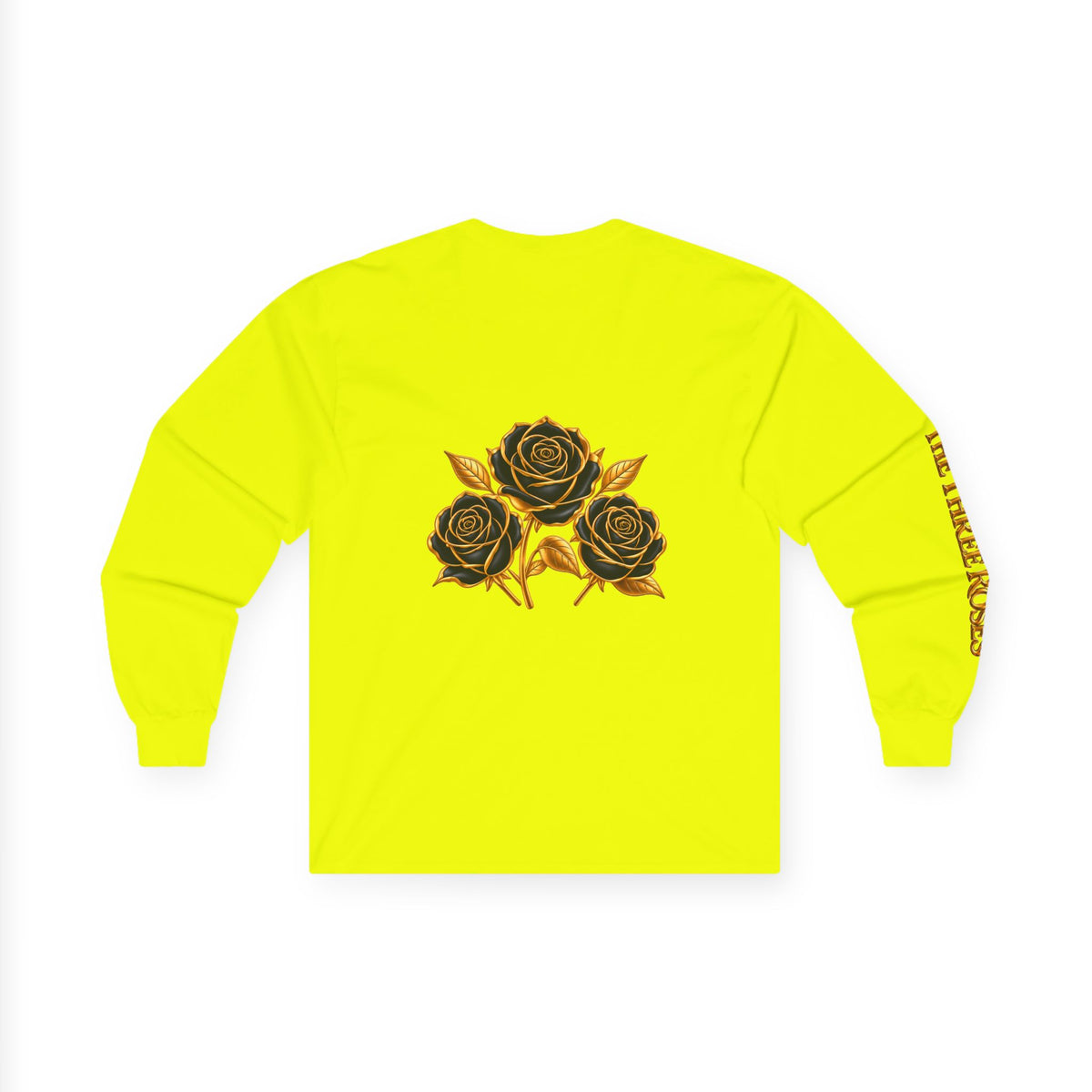 Long Sleeve Tee — Golden Black Rose Chest & Back Design