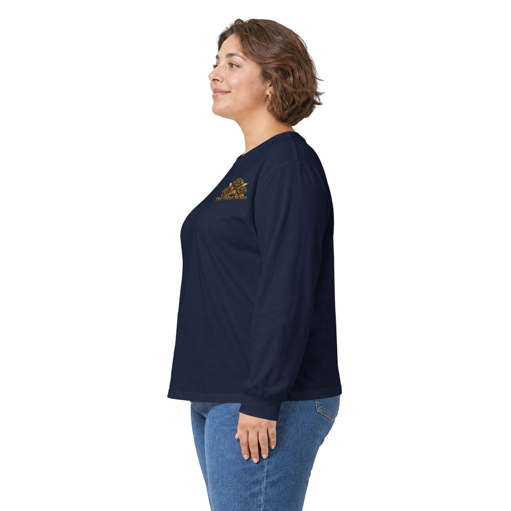 Long Sleeve Tee — Golden Black Rose Chest & Back Design