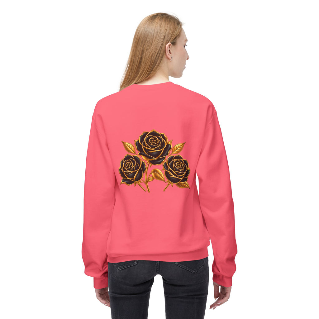 The Three Roses: Unisex Crewneck Gold Rose Sweatshirt Graphic Logo