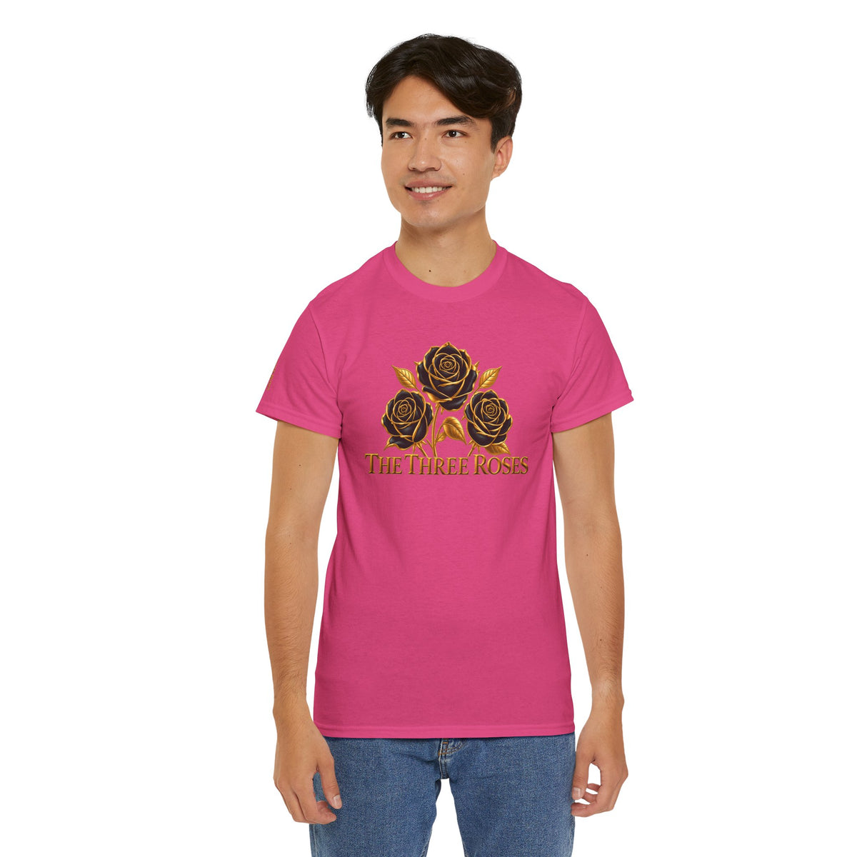 The Three Roses Tee — Mens Gold Floral Graphic T-Shirt