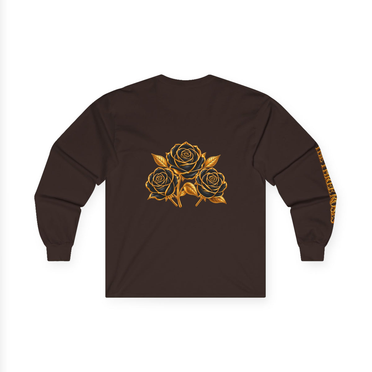 Long Sleeve Tee — Golden Black Rose Chest & Back Design