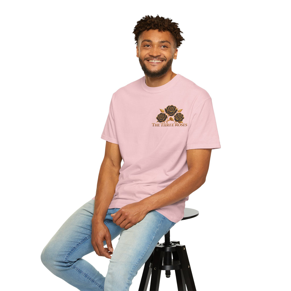 The Three Roses Graphic: Unisex T-Shirt  Gold & Black Floral Tee